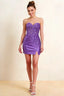 Andrea Lavender Bodycon Sweetheart Neck Mini Dress with Slit