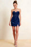 Andrea Navy Bodycon Sweetheart Neck Mini Dress with Slit