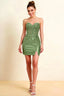 Andrea Olive Bodycon Sweetheart Neck Mini Dress with Slit