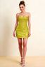 Andrea Yellow Bodycon Sweetheart Neck Mini Dress with Slit