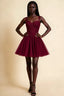 Angela Burgundy Lace Corset Spaghetti Straps Mini Dress