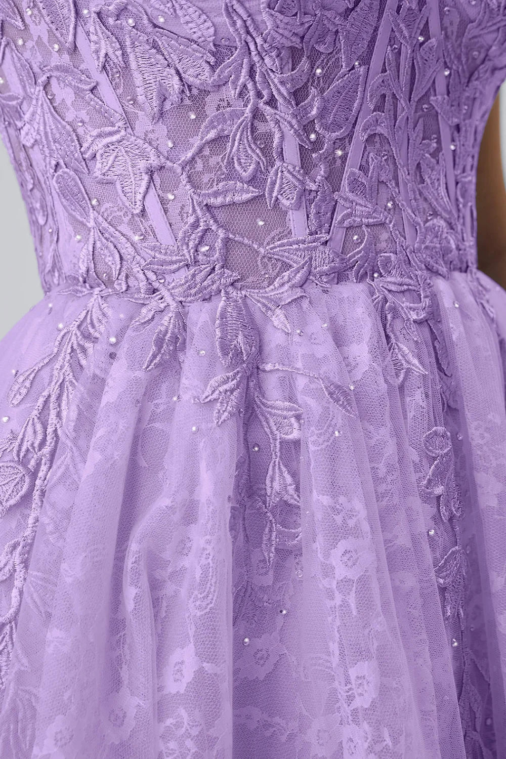Angela Purple Lace Corset Spaghetti Straps Mini Dress