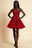 Angela Red Lace Corset Spaghetti Straps Mini Dress