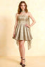 Angelina Light Apricot Jacquard Fit and Flare Mini Dress with Scarf Detail