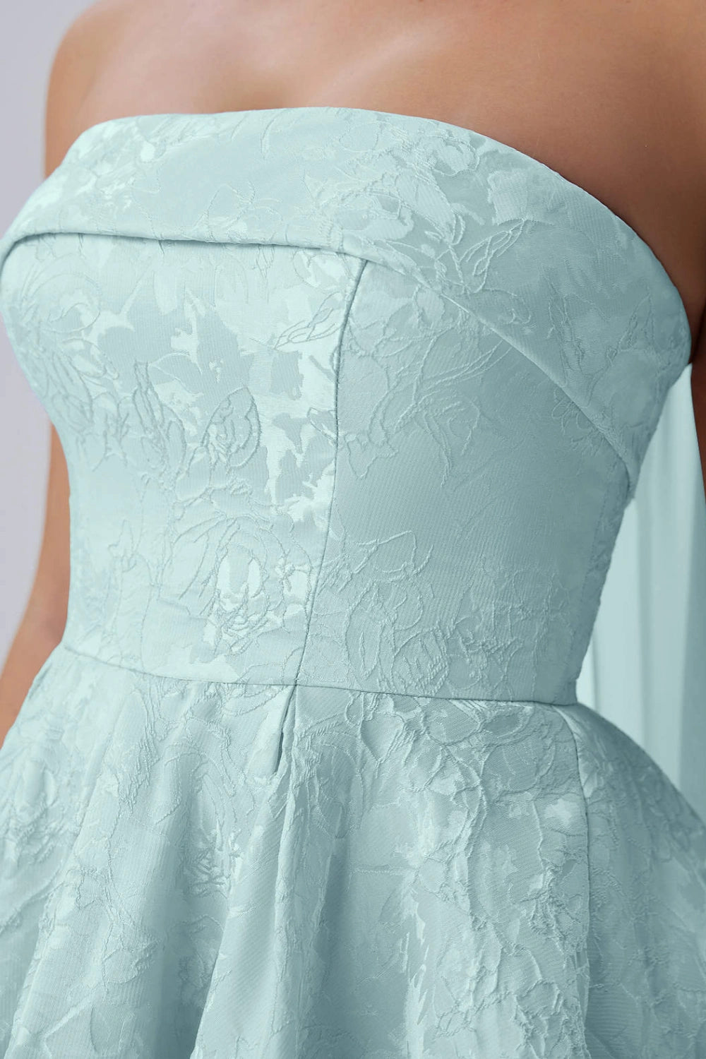 Angelina Mint Jacquard Fit and Flare Mini Dress with Scarf Detail