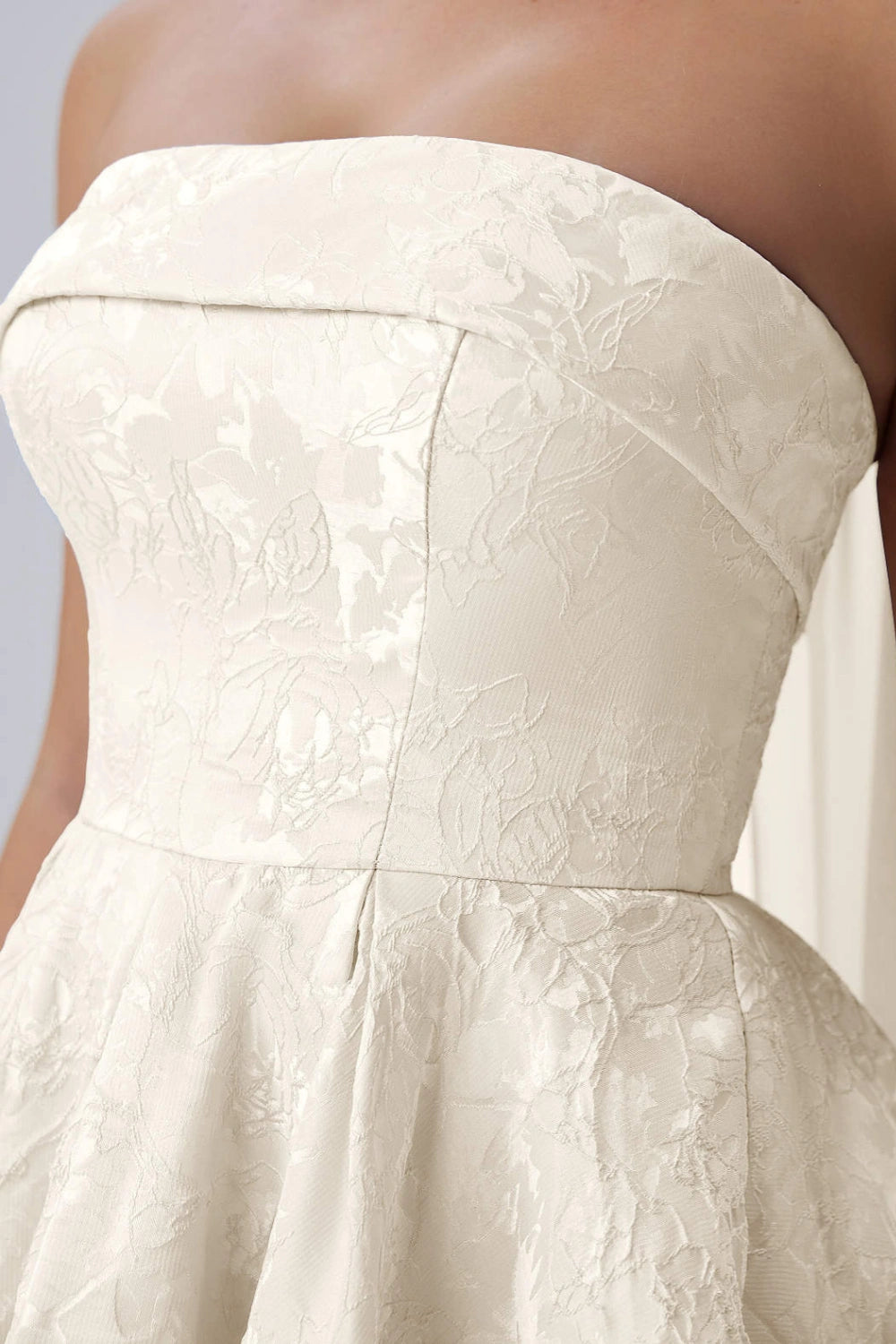 Angelina White Jacquard Fit and Flare Mini Dress with Scarf Detail
