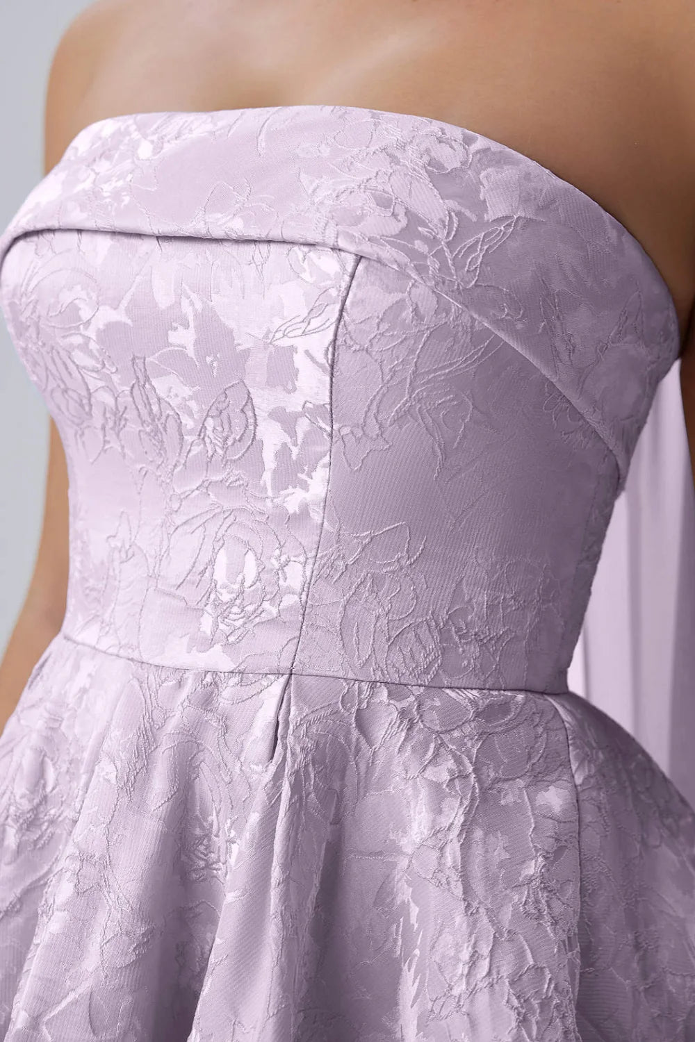 Angelina Wisteria Jacquard Fit and Flare Mini Dress with Scarf Detail