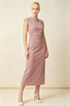 Anita Dusty Rose Draped Neck Cap Sleeve Midi Dress