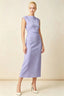 Anita Lavender Draped Neck Cap Sleeve Midi Dress