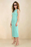 Annabel Aqua Keyhole Neck Sleeveless Bodycon Midi Dress