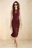 Annabel Cabernet Keyhole Neck Sleeveless Bodycon Midi Dress