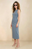 Annabel Dusty Blue Keyhole Neck Sleeveless Bodycon Midi Dress