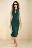 Annabel Emerald Green Keyhole Neck Sleeveless Bodycon Midi Dress