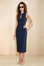 Annabel Navy Keyhole Neck Sleeveless Bodycon Midi Dress