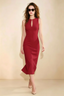 Annabel Red Keyhole Neck Sleeveless Bodycon Midi Dress