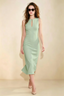 Annabel Sage Green Keyhole Neck Sleeveless Bodycon Midi Dress