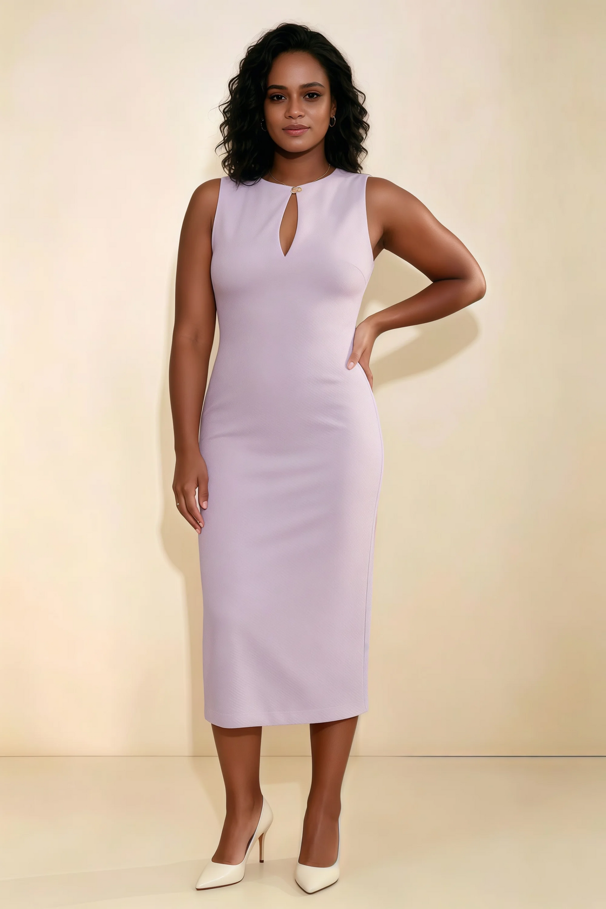 Annabel Wisteria Keyhole Neck Sleeveless Bodycon Midi Dress