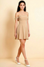 Anne Champagne Satin Off the Shoulder Corset Mini Dress