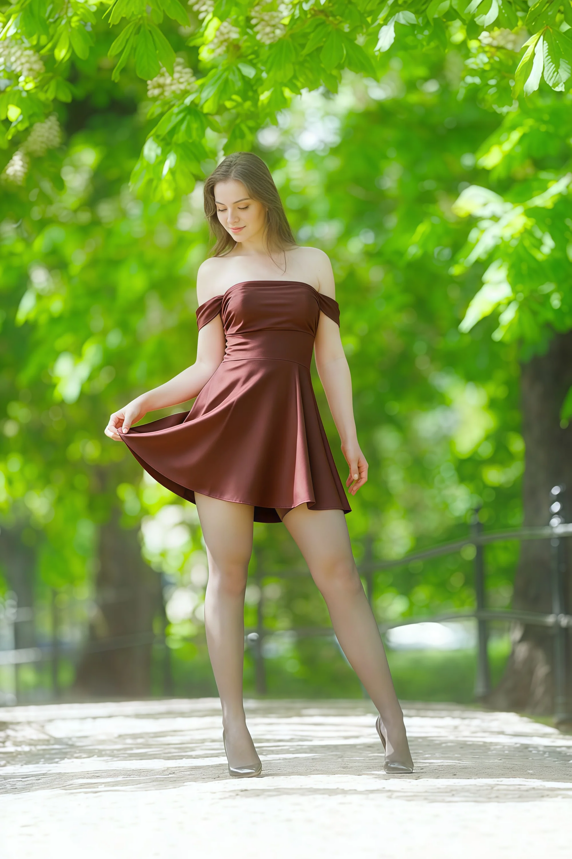Anne Chocolate Satin Off the Shoulder Corset Mini Dress