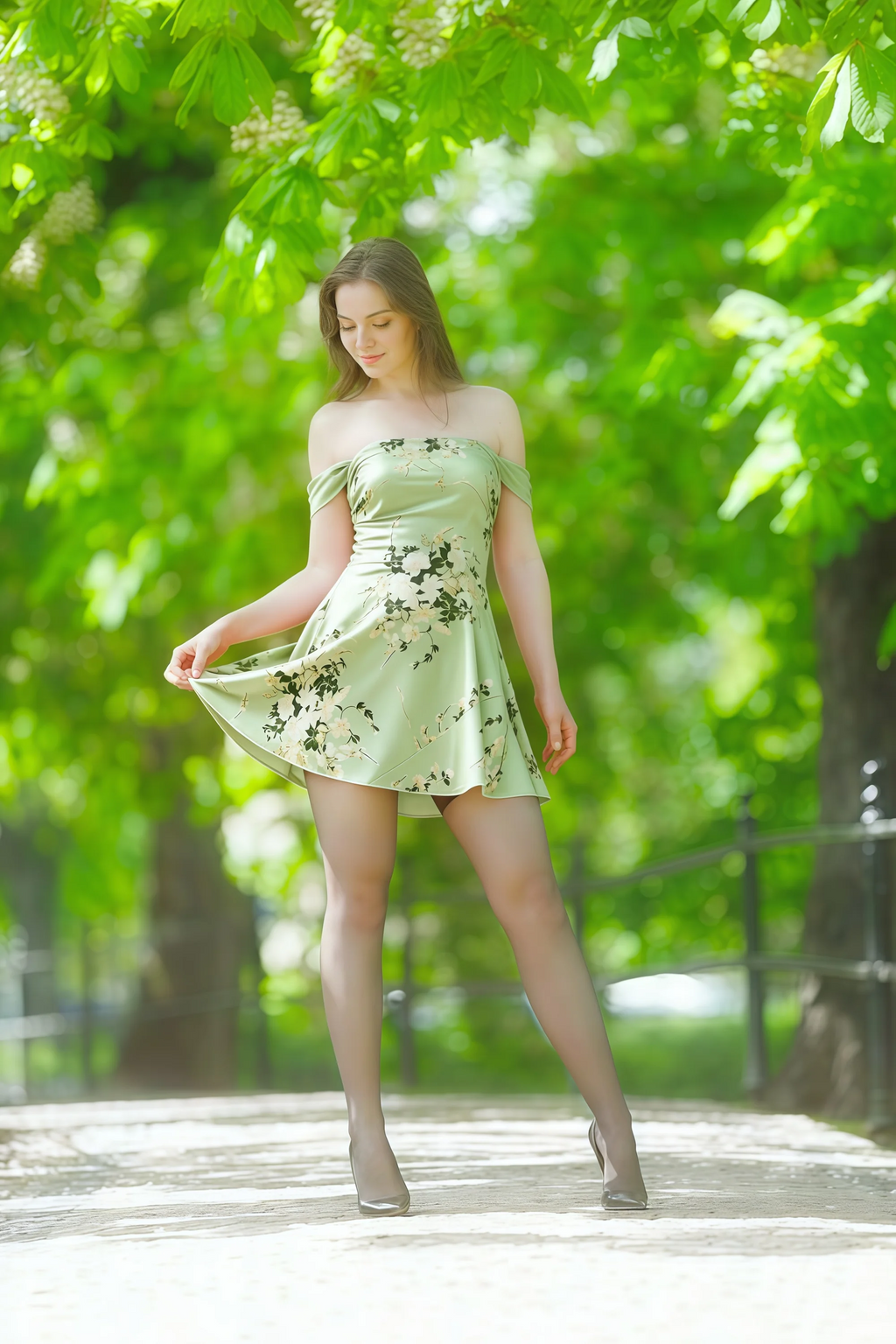 Anne Green Floral Satin Off the Shoulder Corset Mini Dress