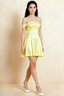 Anne Lemon Satin Off the Shoulder Corset Mini Dress