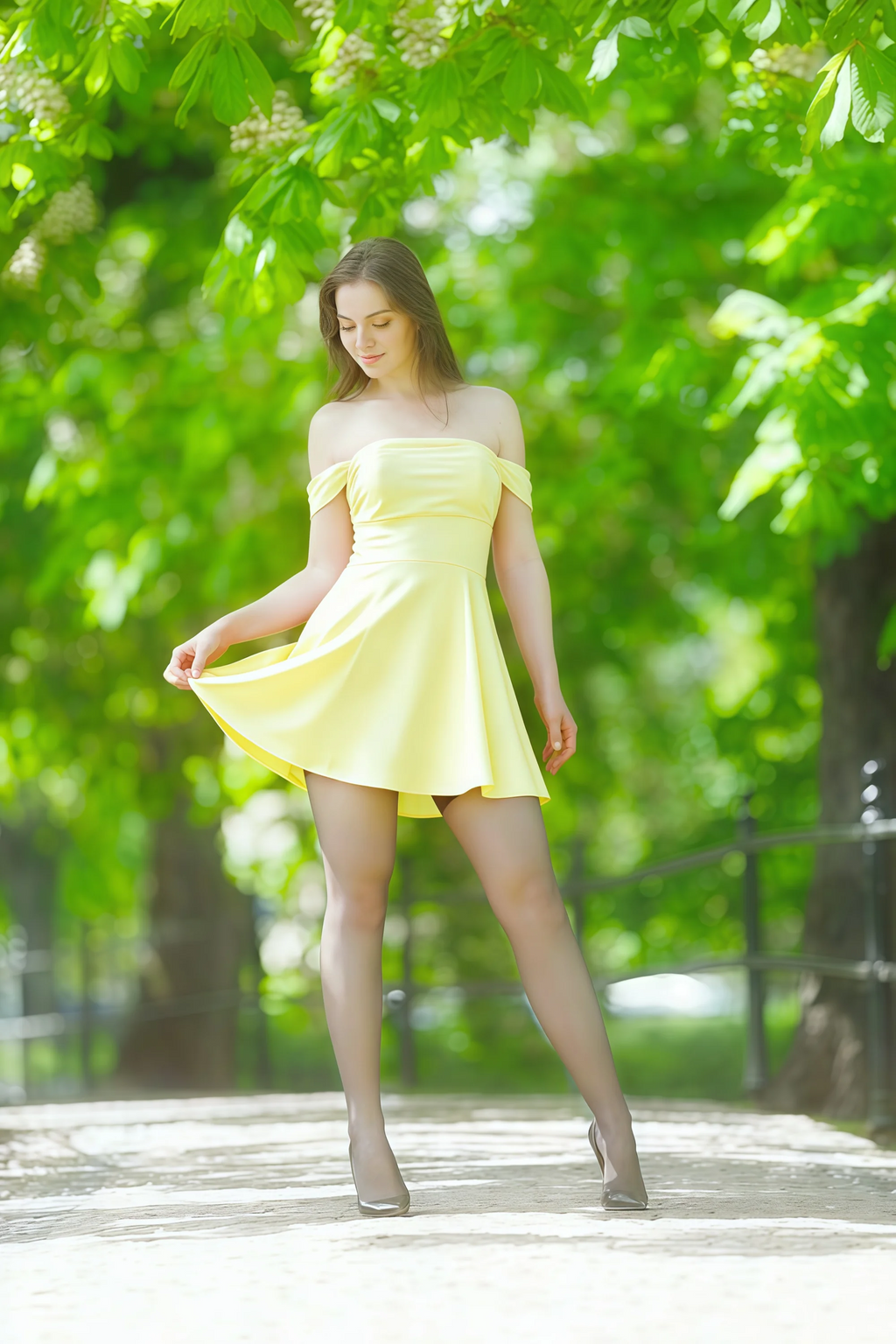 Anne Lemon Satin Off the Shoulder Corset Mini Dress