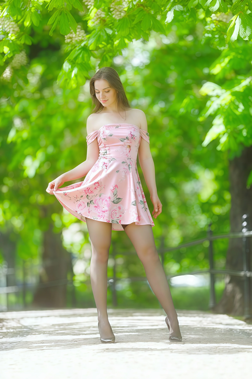 Anne Pink Floral Satin Off the Shoulder Corset Mini Dress