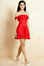 Anne Red Satin Off the Shoulder Corset Mini Dress