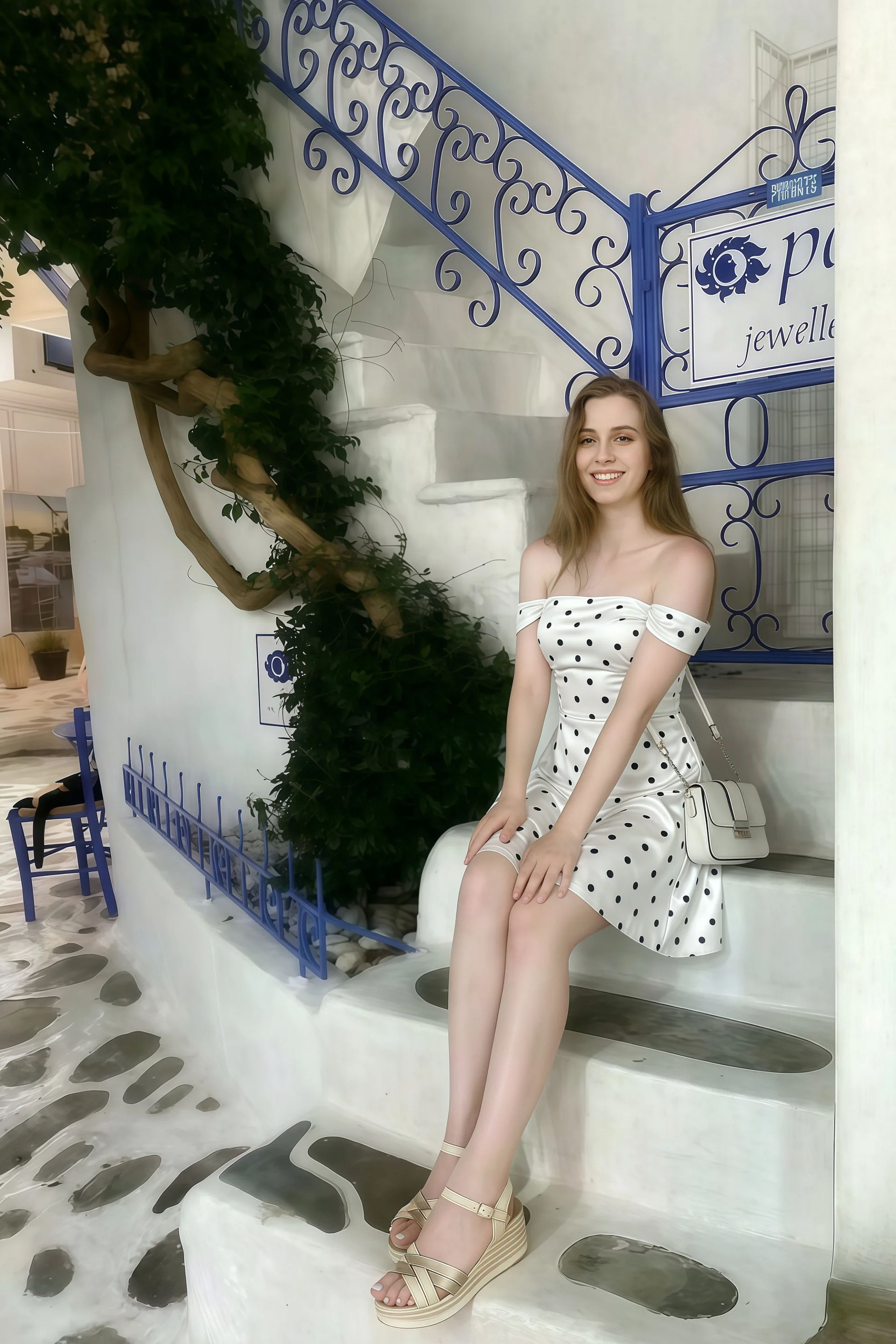 Anne White Polka Dot Satin Off the Shoulder Corset Mini Dress