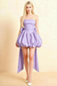 Annie Lavender Satin Corset Bow Mini Dress with Bubble Hems