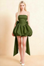 Annie Olive Satin Corset Bow Mini Dress with Bubble Hems