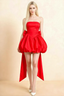 Annie Red Satin Corset Bow Mini Dress with Bubble Hems