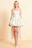 Annie White Satin Corset Bow Mini Dress with Bubble Hems