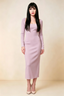 Antoinette Wisteria Square Neck Long Sleeve Bodycon Midi Dress
