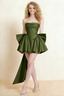 April Olive Satin Strapless Lace-up Mini Dress with Bow