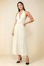 Arabella Ivory Halter Open Back Pleated Midi Dress