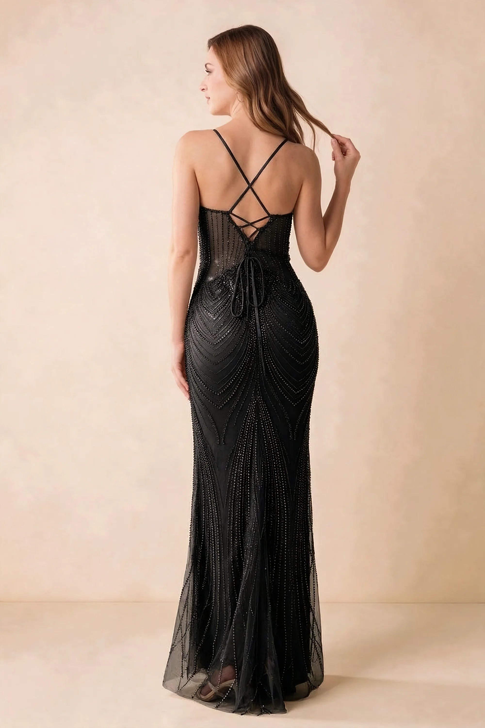 Augusta Black Beaded Mermaid Maxi Dress Secondary image