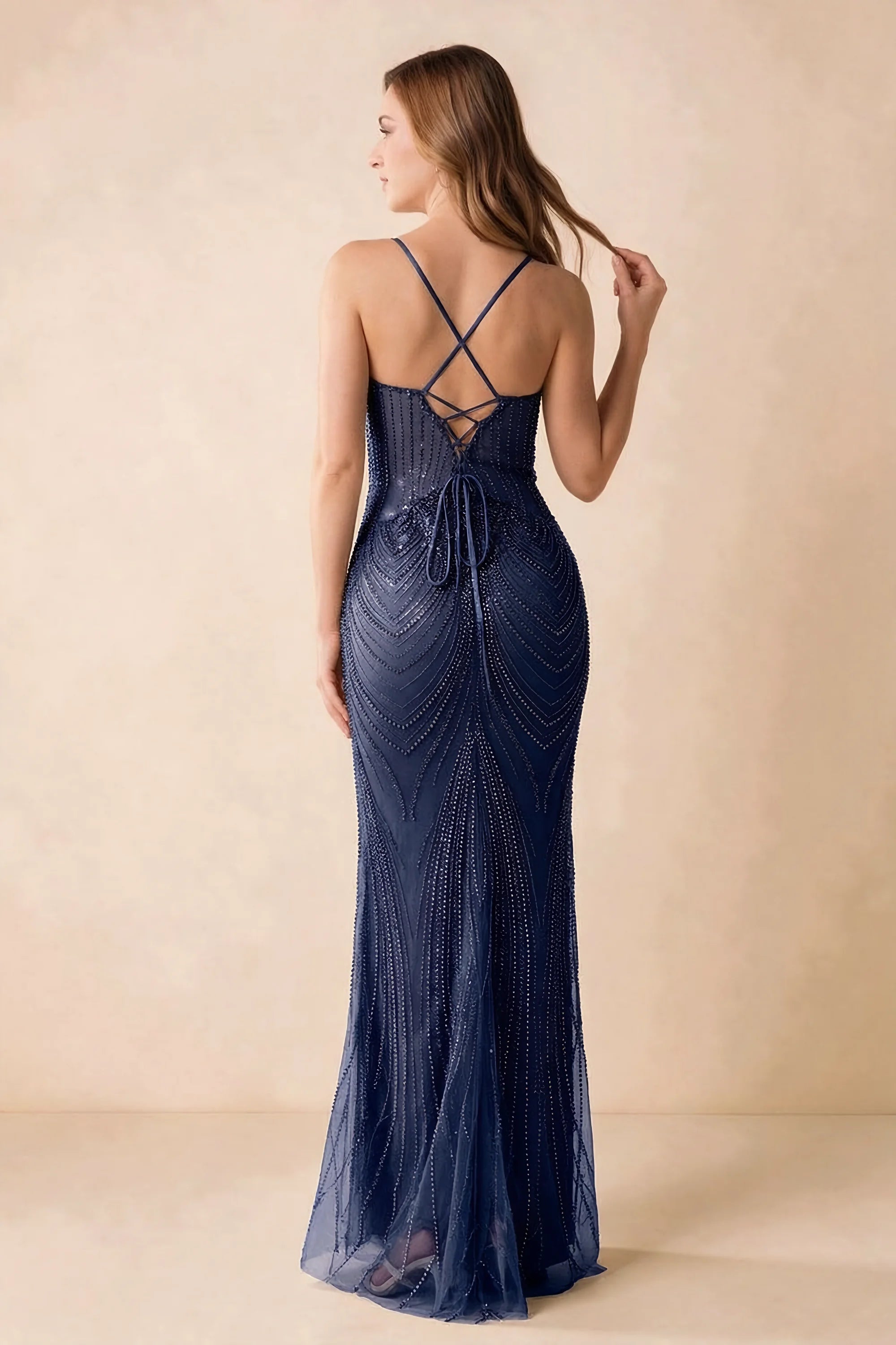 Augusta Navy Beaded Mermaid Maxi Dress Secondary image