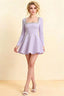 Aurora Lavender Long Sleeve Square Neck Mini Dress with Rhinestones