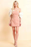 Bella Pink Satin Bandeau A-Line Mini Dress with Bow Sleeves