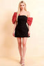 Bella Red Polka Dot Satin Bandeau A-Line Mini Dress with Bow Sleeves