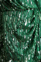 Bertha Green Sequin Modest Long Sleeve Mini Dress with Sash Detail