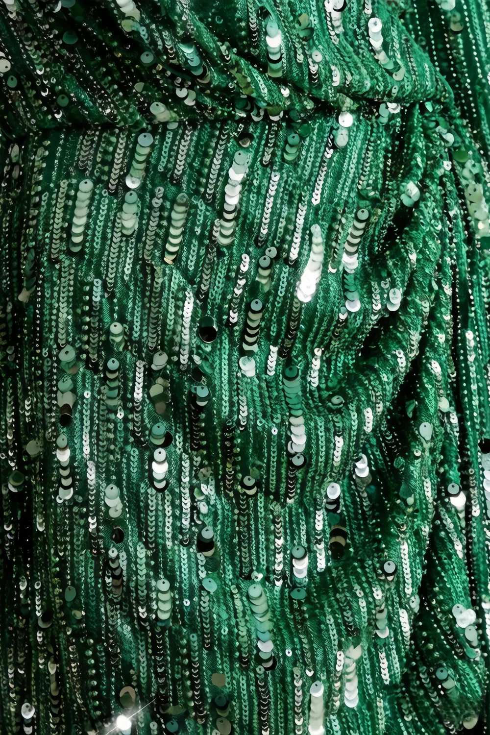 Bertha Green Sequin Modest Long Sleeve Mini Dress with Sash Detail
