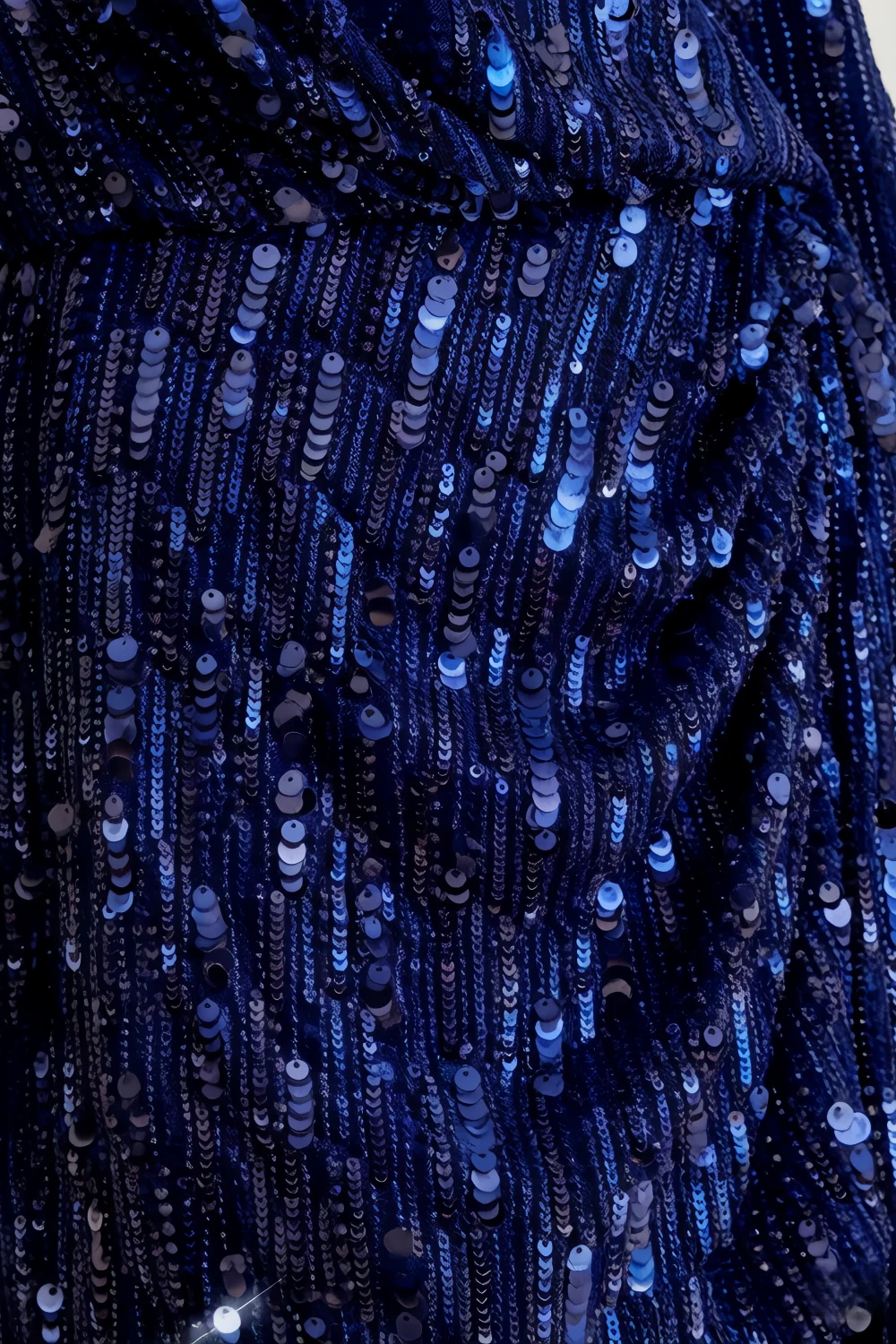 Bertha Navy Sequin Modest Long Sleeve Mini Dress with Sash Detail