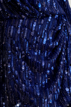 Bertha Navy Sequin Modest Long Sleeve Mini Dress with Sash Detail