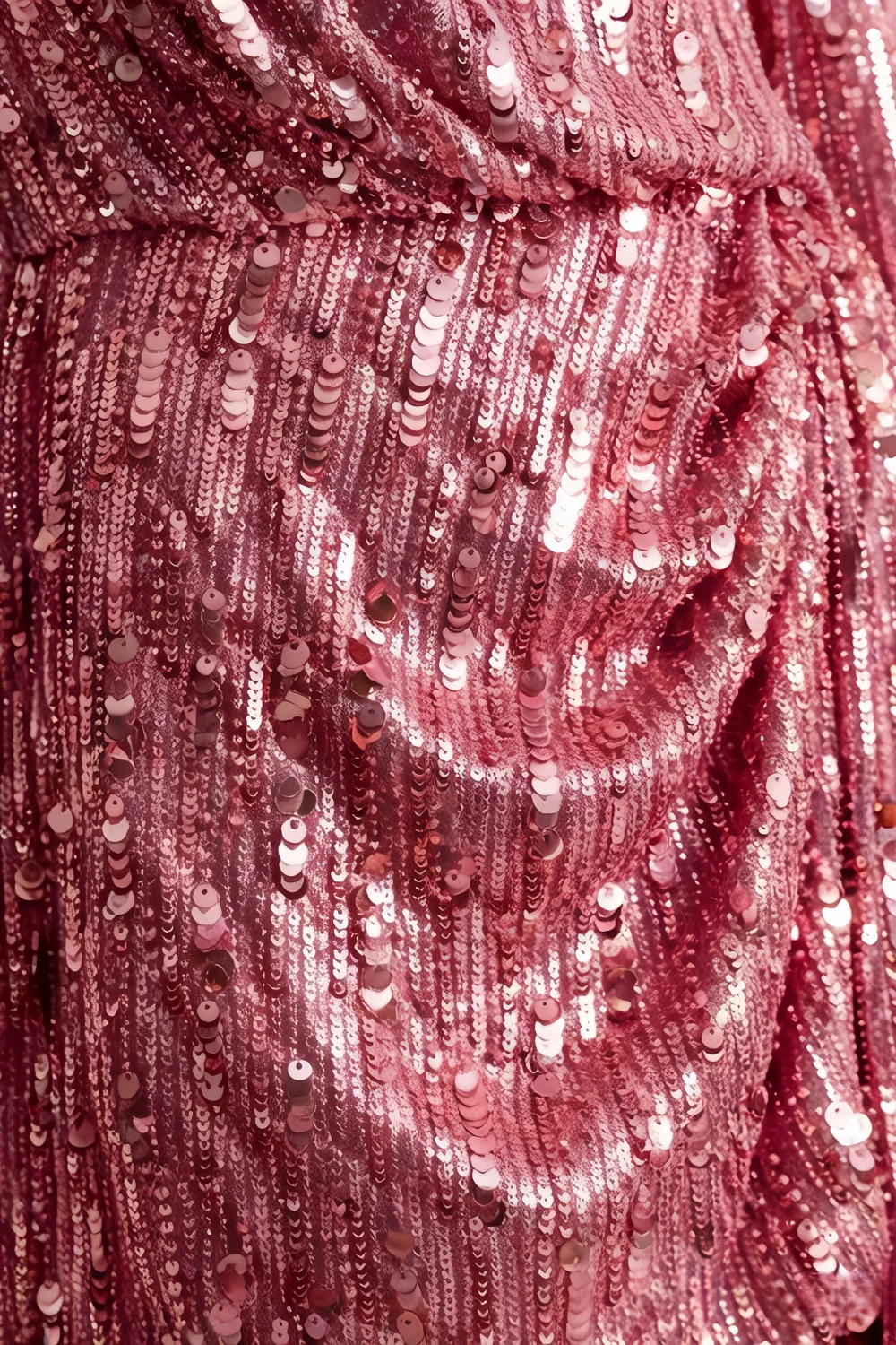 Bertha Pink Sequin Modest Long Sleeve Mini Dress with Sash Detail