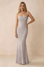 Front studio view of Bess powder pink floral burnout maxi dress with a draped cowl neckline and thin straps