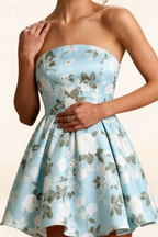 Detail Shot LVLVS Beverly Satin Fabric Blue Floral Print Smooth Texture for Club Nights and Parties