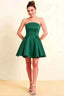 Beverly Dark Green Satin Strapless Open Back Mini Skater Dress