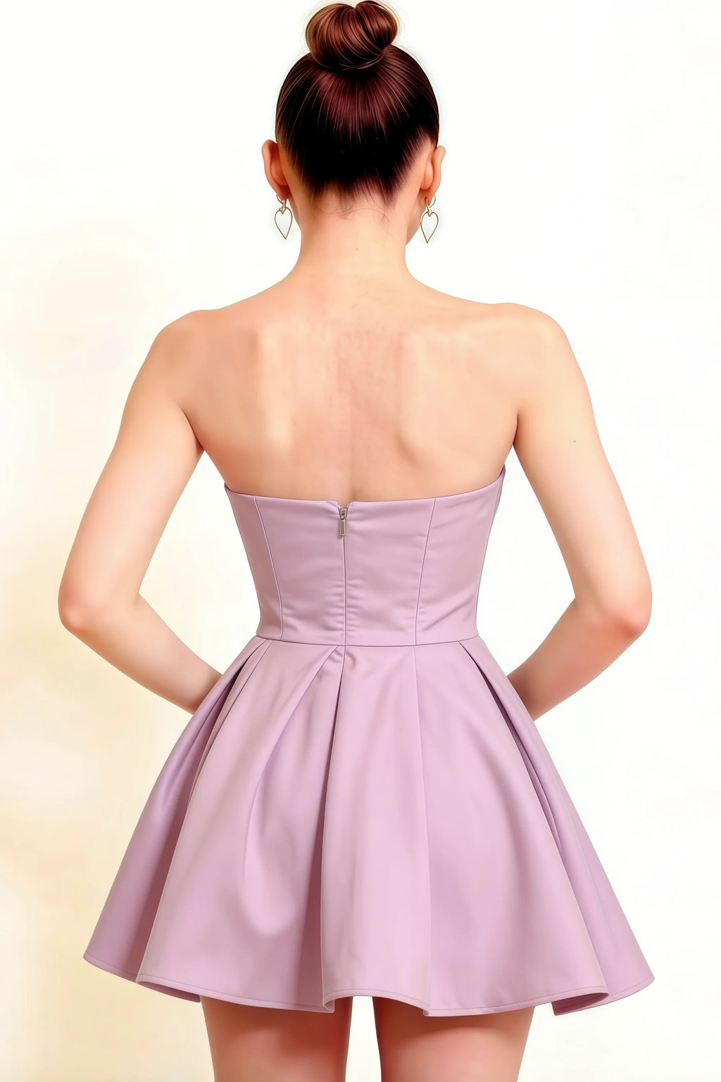 LVLVS Beverly Dress Lilac Satin Open Back Mini Skater Dress for Formal Event Prom Semi-Formal Occasion